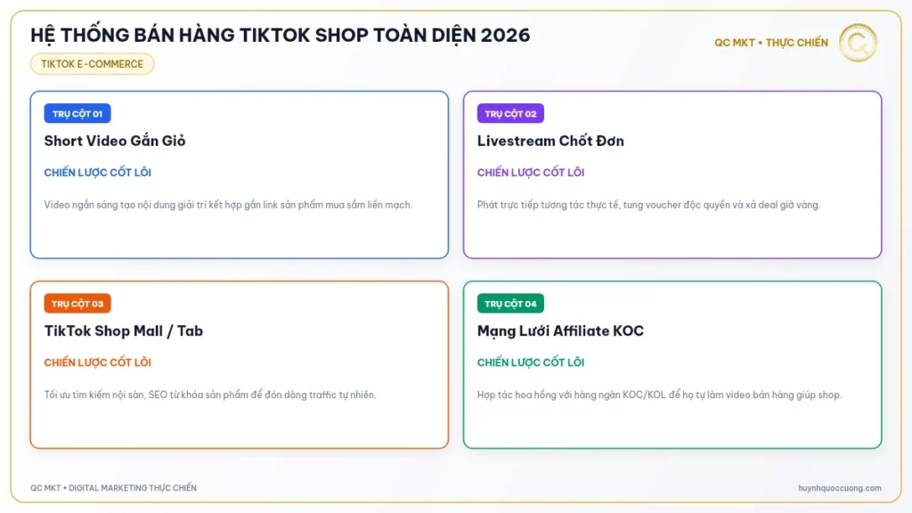 Mô hình Shoppertainment và các kênh bán hàng tích hợp trên TikTok Shop QC MKT