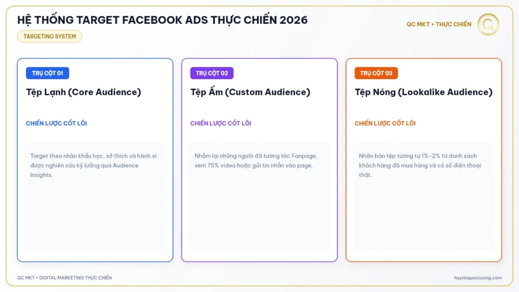 Mô hình phễu 3 tầng target đối tượng Facebook Ads tối ưu chi phí QC MKT