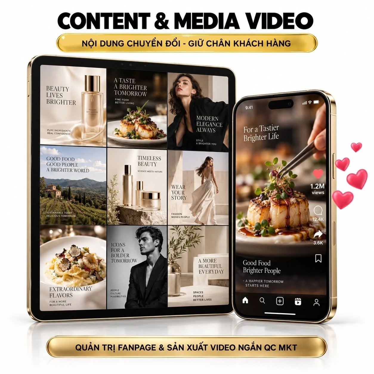 Mẫu bố cục feed Fanpage và video Reels dọc 9:16 cho ngành thời trang, mỹ phẩm