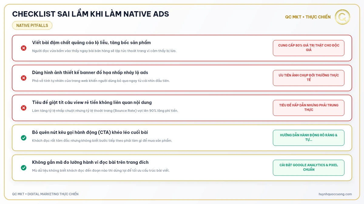 Checklist các lỗi tư duy sai lầm khi làm quảng cáo Native Ads QC MKT