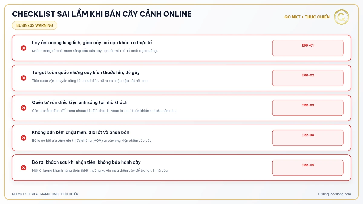 Checklist các lỗi đóng gói và quảng cáo khiến shop cây cảnh thất bại QC MKT