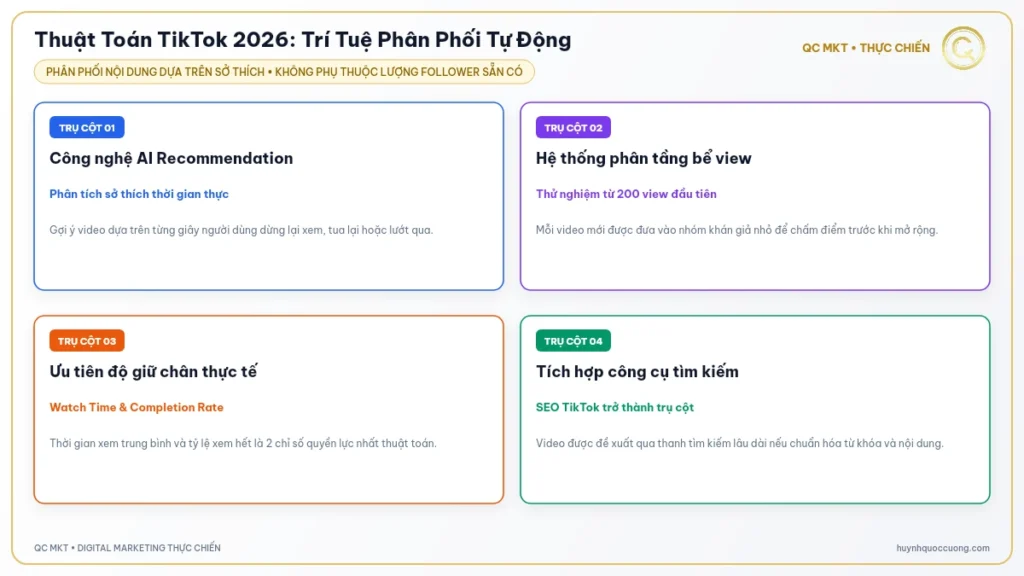 Mô hình đề xuất nội dung cá nhân hóa thuật toán TikTok 2026 QC MKT