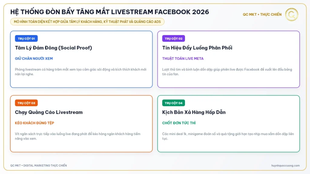 Hệ thống đòn bẩy tăng mắt livestream Facebook 2026 - QC MKT