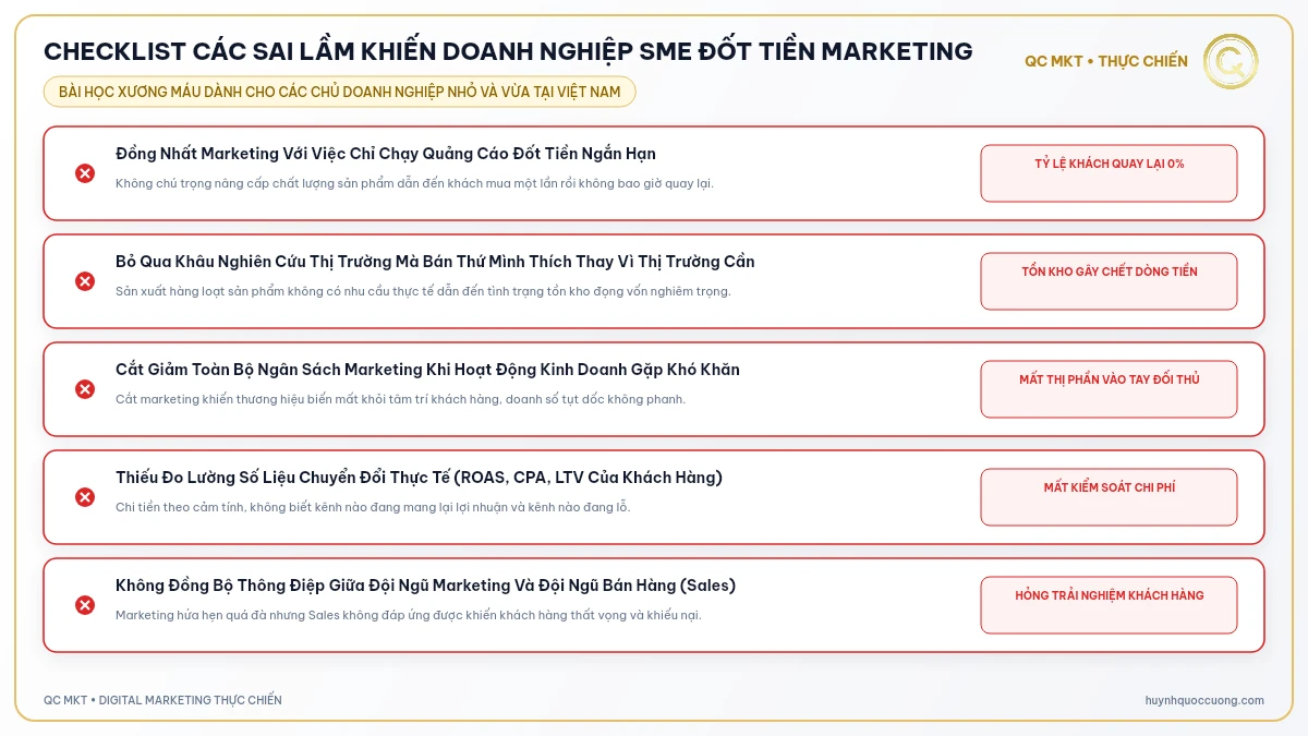 Checklist các sai lầm khiến doanh nghiệp SME đốt tiền marketing - QC MKT