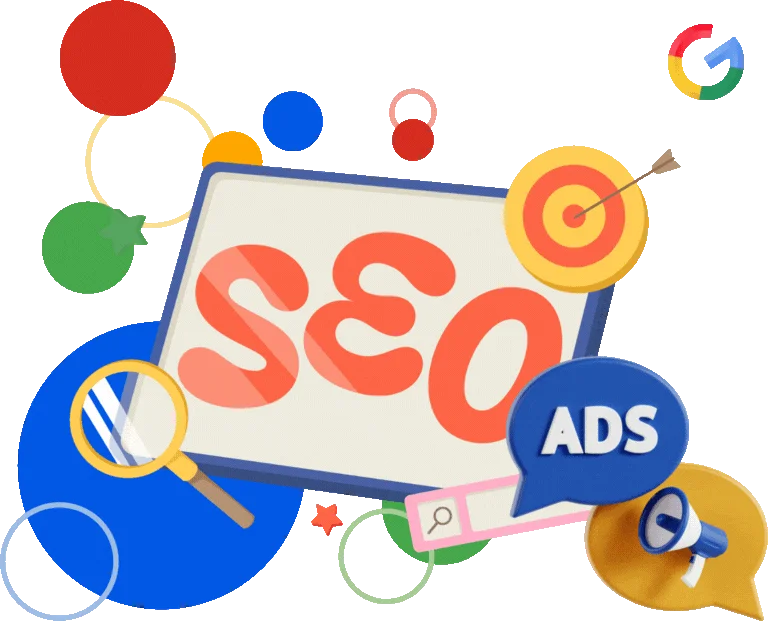 Icon dịch vụ quảng cáo Google Ads và SEO tại QC MKT